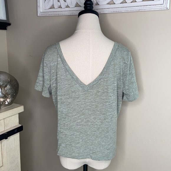 VICTORIAS SECRET PINK CROPPED V NECK GREEN TOP SIZE EXTRA SMALL - Picture 5 of 6